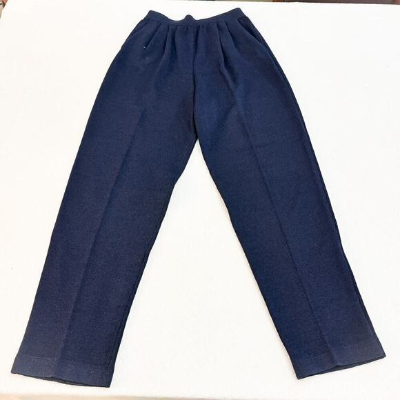 St. John Basics Navy Straight Leg Wool Pants Pockets Size 4 MINT - Picture 5 of 8